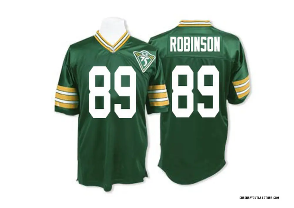 Men's Authentic Dave Robinson Green Bay Packers Green Team Color 75TH Hall of Famers Throwback Jersey