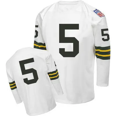 Men's Authentic Paul Hornung Green Bay Packers White Mitchell and Ness Throwback Jersey