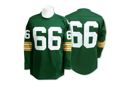 Men's Authentic Ray Nitschke Green Bay Packers Green Mitchell and Ness Throwback Jersey