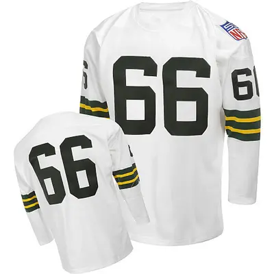 Men's Authentic Ray Nitschke Green Bay Packers White Mitchell and Ness Throwback Jersey