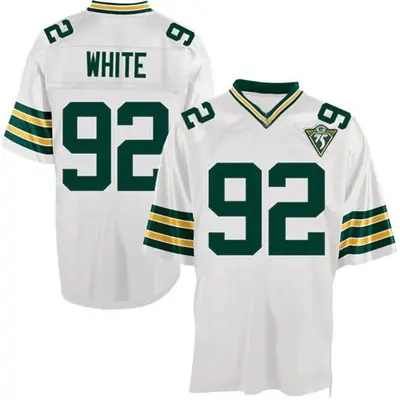 Men's Authentic Reggie White Green Bay Packers White Mitchell and Ness Throwback Jersey