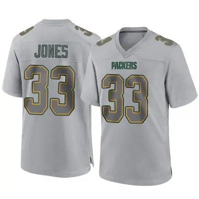 Men's Game Aaron Jones Green Bay Packers Gray Atmosphere Fashion Jersey