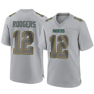 Men's Game Aaron Rodgers Green Bay Packers Gray Atmosphere Fashion Jersey