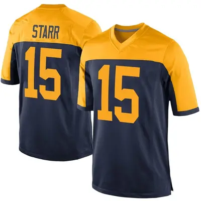 Men's Game Bart Starr Green Bay Packers Navy Alternate Jersey