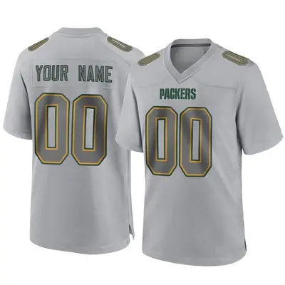 Men's Game Custom Green Bay Packers Gray Atmosphere Fashion Jersey