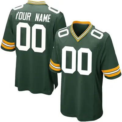 Men's Game Custom Green Bay Packers Green Team Color Jersey