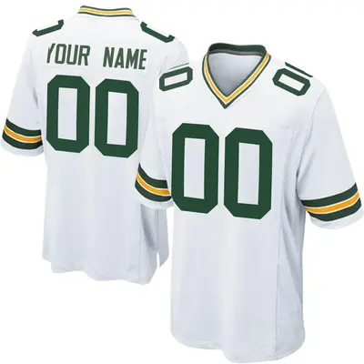 Men's Game Custom Green Bay Packers White Jersey