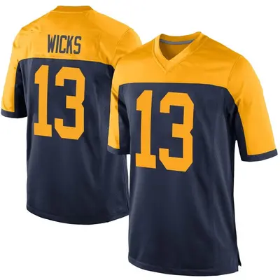 Men's Game Dontayvion Wicks Green Bay Packers Navy Alternate Jersey