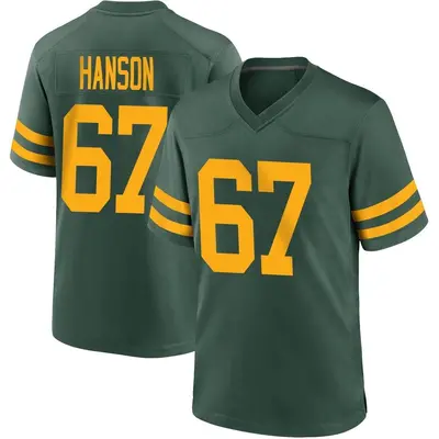 Men's Game Jake Hanson Green Bay Packers Green Alternate Jersey