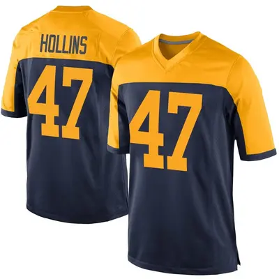 Men's Game Justin Hollins Green Bay Packers Navy Alternate Jersey