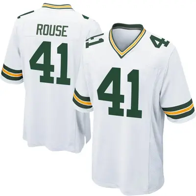 Men's Game Nydair Rouse Green Bay Packers White Jersey
