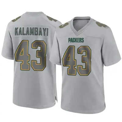 Men's Game Peter Kalambayi Green Bay Packers Gray Atmosphere Fashion Jersey