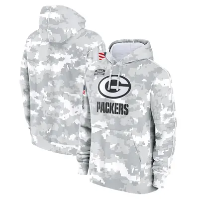 Men's Green Bay Packers Arctic Camo 2024 Salute to Service Club Fleece Pullover Hoodie