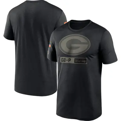 Men's Green Bay Packers Black 2020 Salute to Service Team Logo Performance T-Shirt