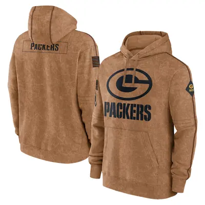 Men's Green Bay Packers Brown 2023 Salute to Service Club Pullover Hoodie