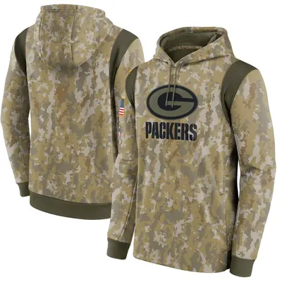Men's Green Bay Packers Camo 2021 Salute to Service Therma Performance Pullover Hoodie