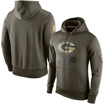 Men's Green Bay Packers Olive Salute to Service KO Performance Hoodie