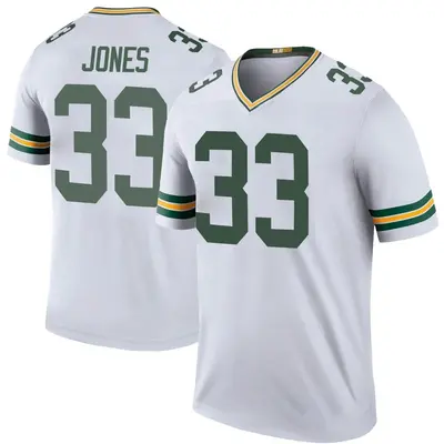 Men's Legend Aaron Jones Green Bay Packers White Color Rush Jersey