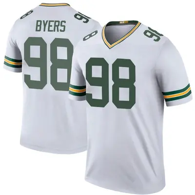 Men's Legend Akial Byers Green Bay Packers White Color Rush Jersey