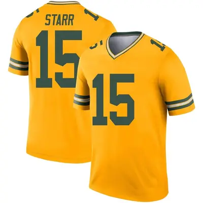 Men's Legend Bart Starr Green Bay Packers Gold Inverted Jersey
