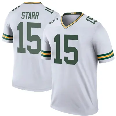 Men's Legend Bart Starr Green Bay Packers White Color Rush Jersey