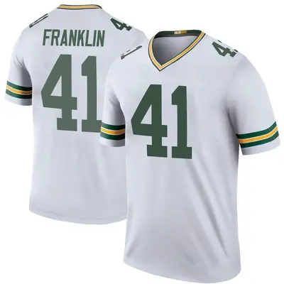 Men's Legend Benjie Franklin Green Bay Packers White Color Rush Jersey