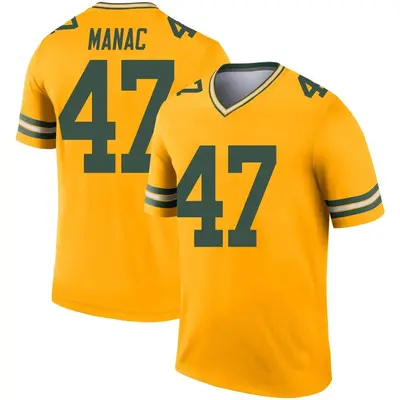 Men's Legend Chauncey Manac Green Bay Packers Gold Inverted Jersey