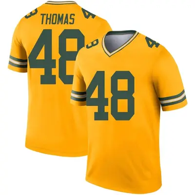 Men's Legend DQ Thomas Green Bay Packers Gold Inverted Jersey