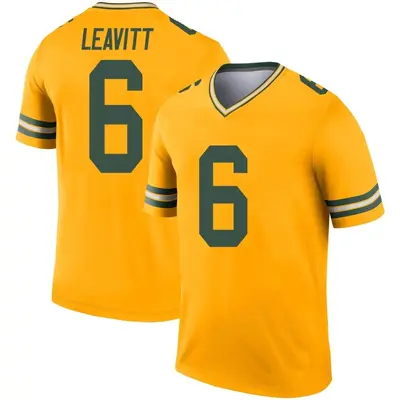 Men's Legend Dallin Leavitt Green Bay Packers Gold Inverted Jersey