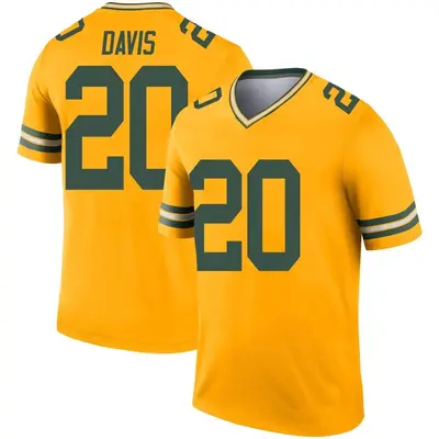 Men's Legend Danny Davis Green Bay Packers Gold Inverted Jersey