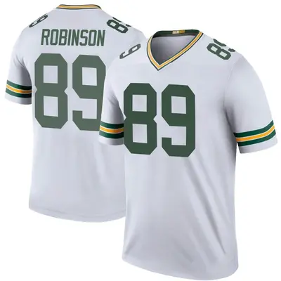 Men's Legend Dave Robinson Green Bay Packers White Color Rush Jersey