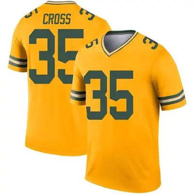 Men's Legend De'Vante Cross Green Bay Packers Gold Inverted Jersey