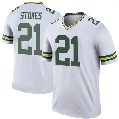 Men's Legend Eric Stokes Green Bay Packers White Color Rush Jersey