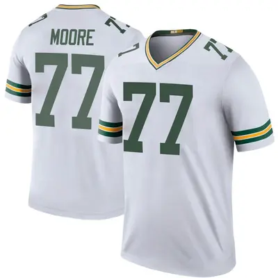 Men's Legend George Moore Green Bay Packers White Color Rush Jersey