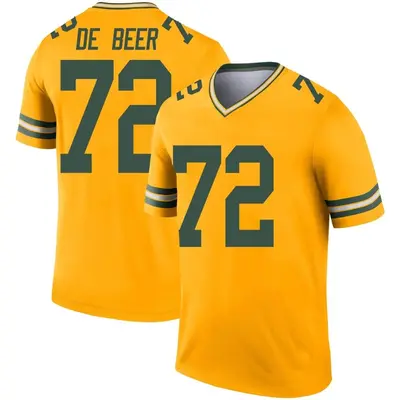 Men's Legend Gerhard de Beer Green Bay Packers Gold Inverted Jersey