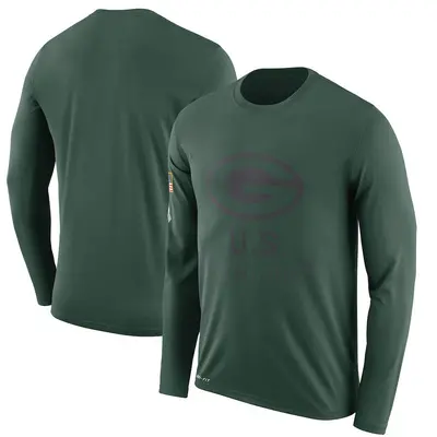 Men's Legend Green Bay Packers Green 2018 Salute to Service Sideline Performance Long Sleeve T-Shirt
