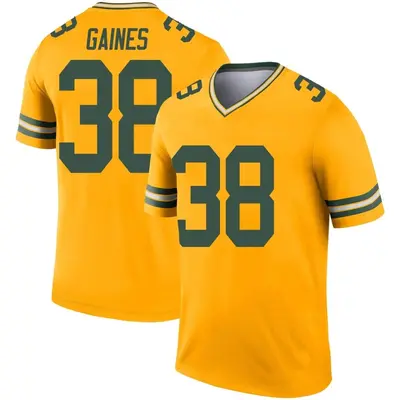 Men's Legend Innis Gaines Green Bay Packers Gold Inverted Jersey