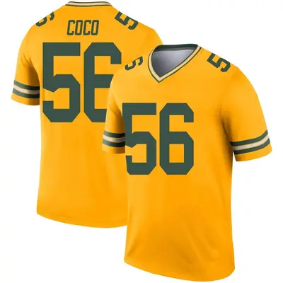Men's Legend Jack Coco Green Bay Packers Gold Inverted Jersey