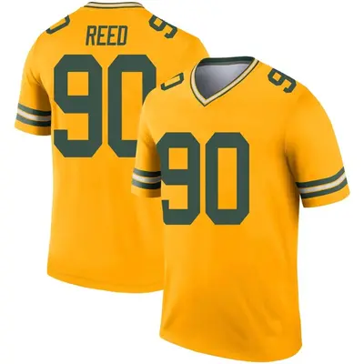 Men's Legend Jarran Reed Green Bay Packers Gold Inverted Jersey