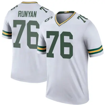 Men's Legend Jon Runyan Green Bay Packers White Color Rush Jersey