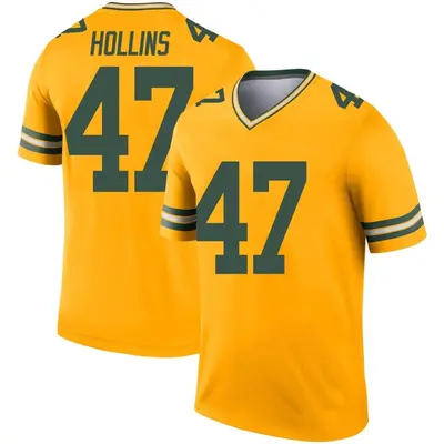 Men's Legend Justin Hollins Green Bay Packers Gold Inverted Jersey
