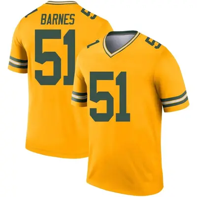 Men's Legend Krys Barnes Green Bay Packers Gold Inverted Jersey