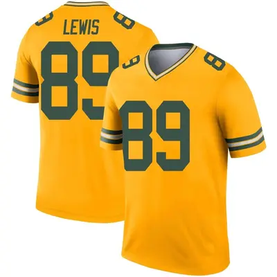 Men's Legend Marcedes Lewis Green Bay Packers Gold Inverted Jersey