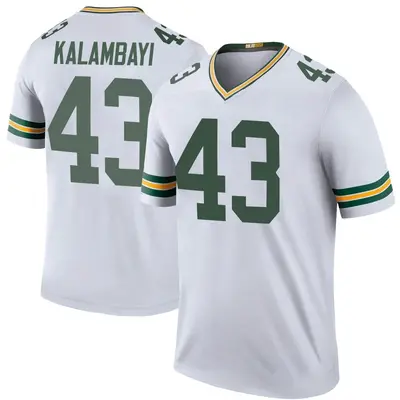 Men's Legend Peter Kalambayi Green Bay Packers White Color Rush Jersey
