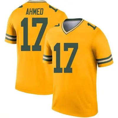 Men's Legend Ramiz Ahmed Green Bay Packers Gold Inverted Jersey