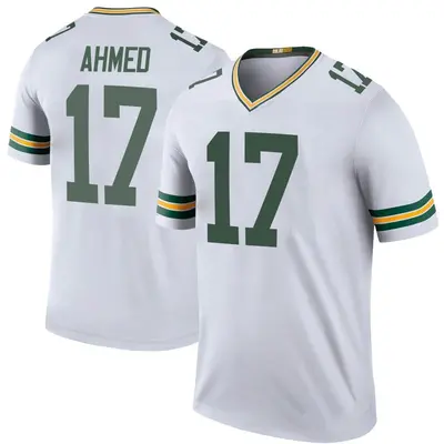 Men's Legend Ramiz Ahmed Green Bay Packers White Color Rush Jersey