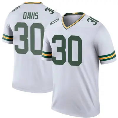 Men's Legend Shawn Davis Green Bay Packers White Color Rush Jersey