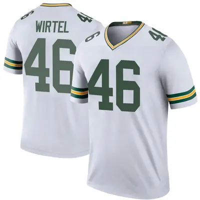 Men's Legend Steven Wirtel Green Bay Packers White Color Rush Jersey