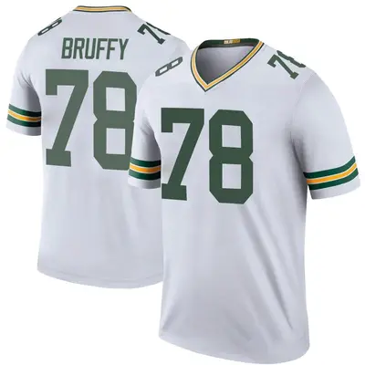 Men's Legend Travis Bruffy Green Bay Packers White Color Rush Jersey