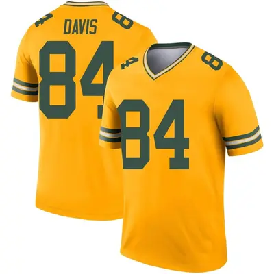 Men's Legend Tyler Davis Green Bay Packers Gold Inverted Jersey